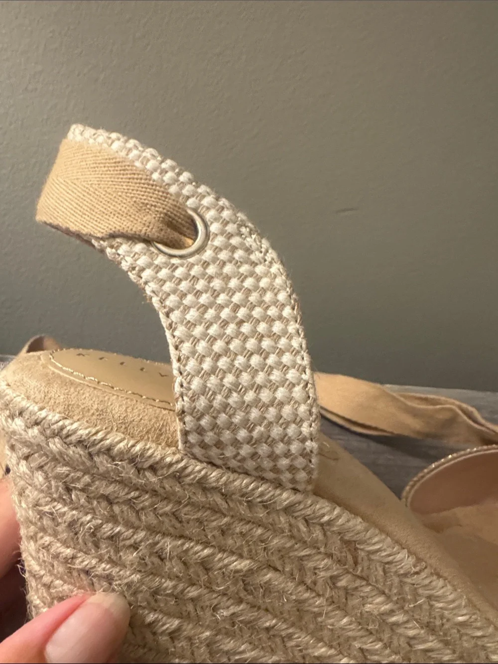 Kelly & Katie Cream Espadrille Wedge Ankle Tie Sandal